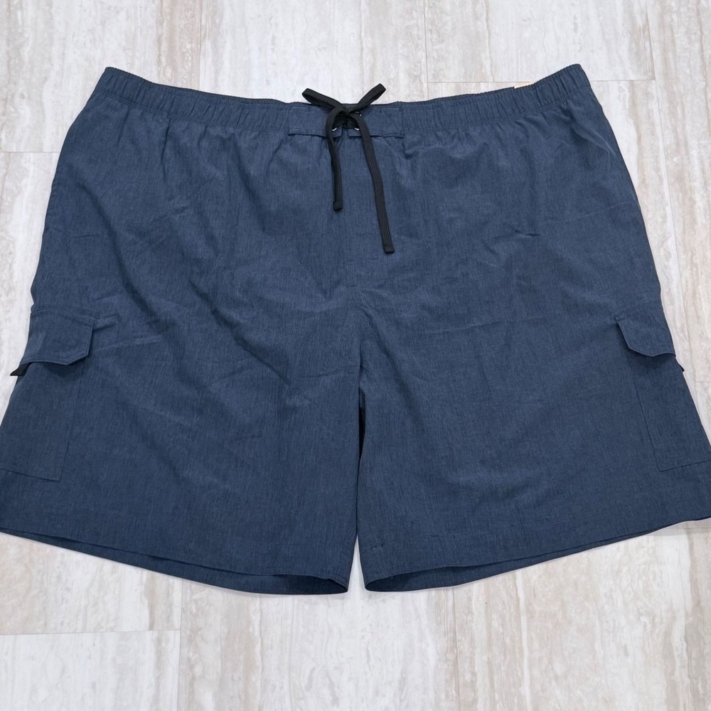 True Nation Mens 4XL Swim Trunks Navy Blue Heathered Cargo Board Shorts NWT